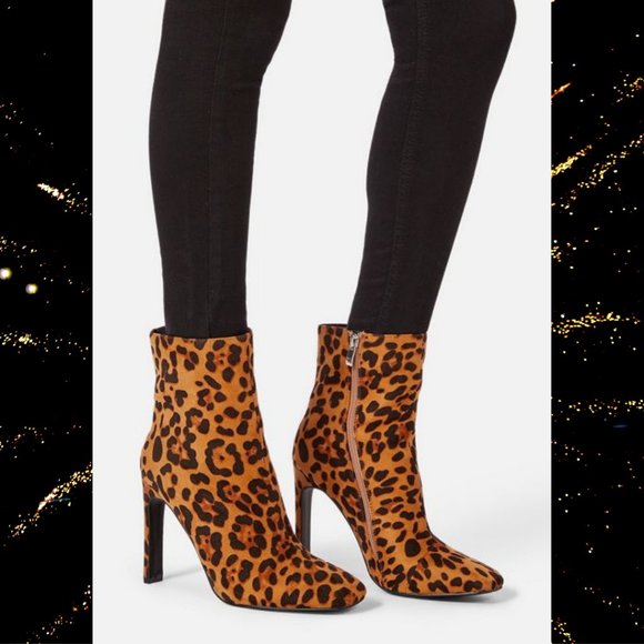 Leopard Print Faux Suede Boots- NIB - Picture 1 of 9